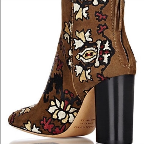 Isabel Marant Guya Embroidered Ankle Boots Sz 7 - Picture 7 of 8